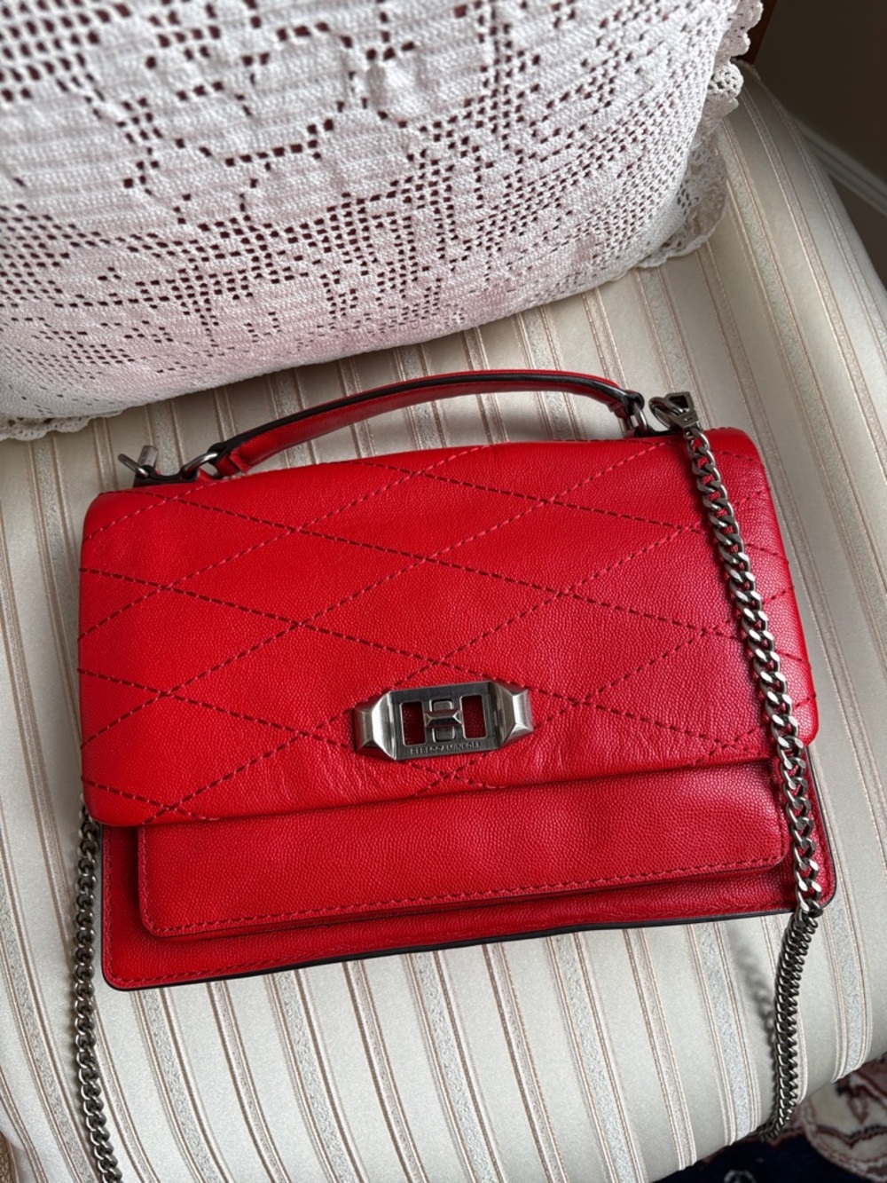 Rebecca Minkoff Red Quilted Leather Top-Handle Crossbody